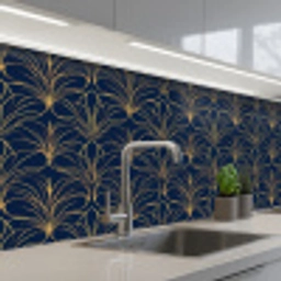 Deco - Waaier - Blauw keuken achterwand 2 middel 871 -3d_schuin