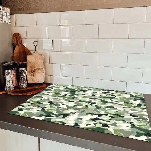Abstract - Camouflage - Groen Inductie beschermer vinyl 3mm klein 276 -sfeer3