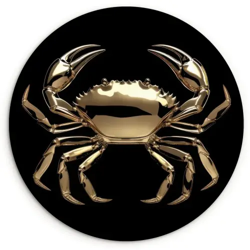 Goud - Krab - Dieren - Zwart Wandcirkel plexiglas klein -3d