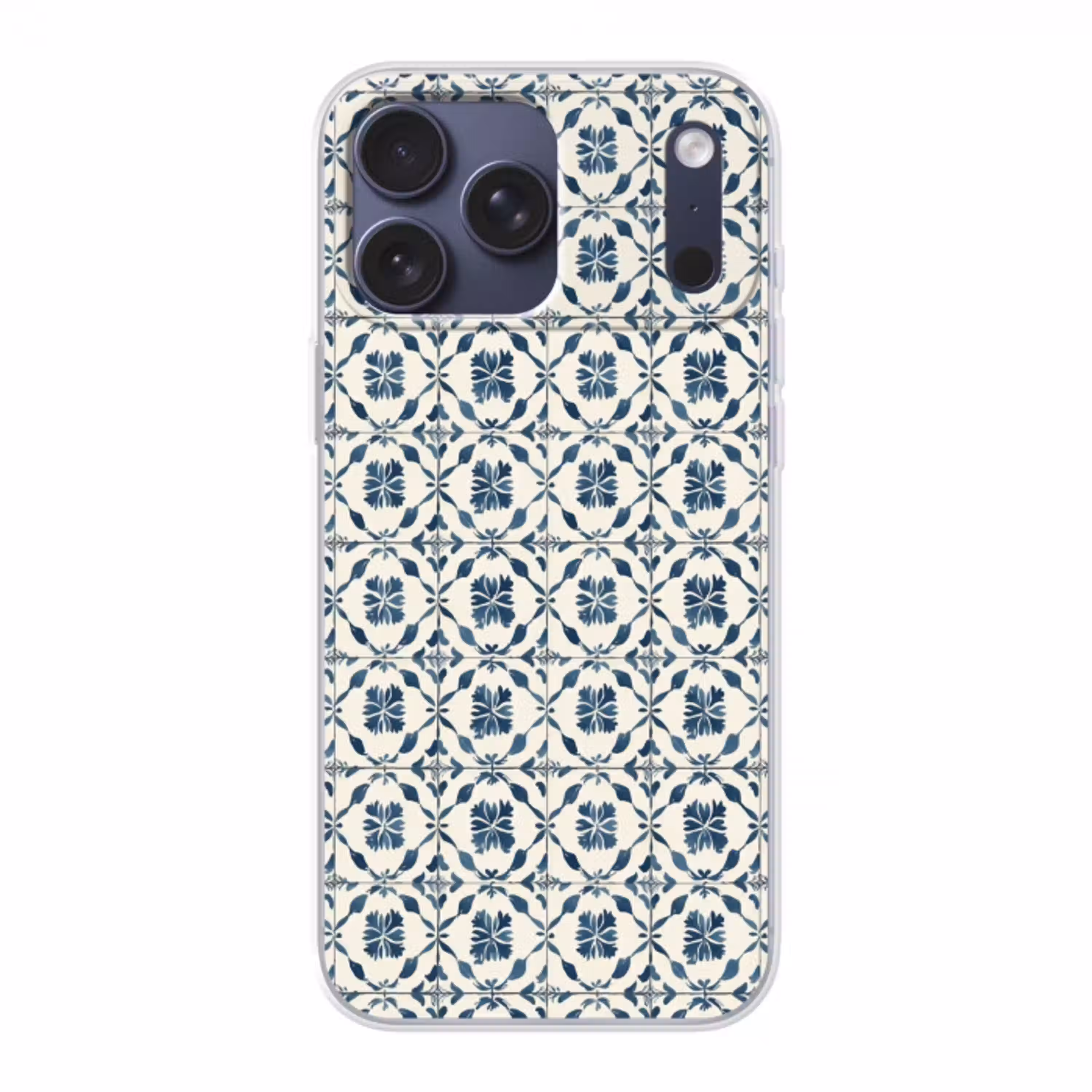 Grafisch - Tegel - Blauw Telefoonhoesje iPhone 17 Pro Max klein 879 -3d