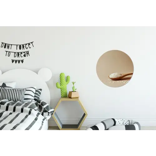 Lepel - Rijst - Hout - Beige Wandcirkel aluminium klein -kinderkamer