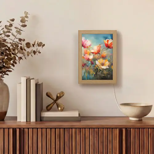 Bloemen - Watercolor - Kunst - Botanisch - Natuur Light Box met kabel (Tafellamp) klein -sfeer2