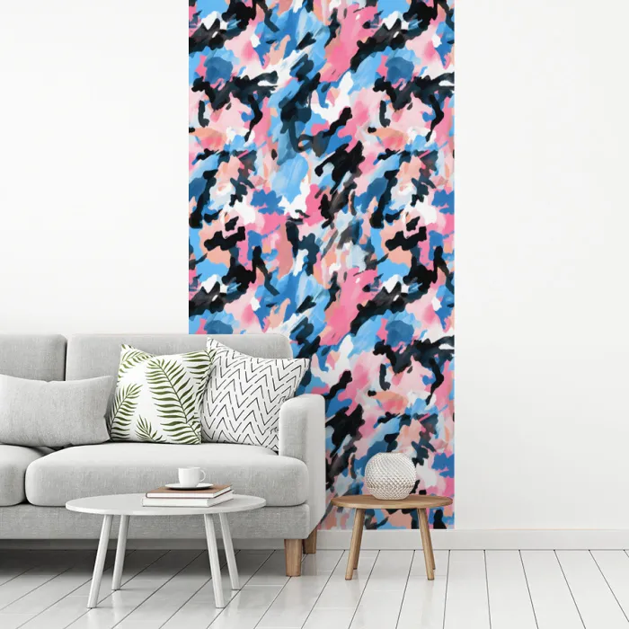 Roze - Blauw - Camouflage fotobehang vinyl groot 64 -woonkamer