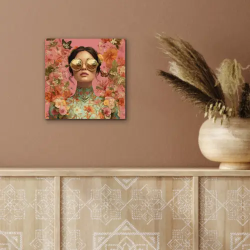 Vrouw - Bril - Roze - Bloemen aluminium wit klein -sfeer4