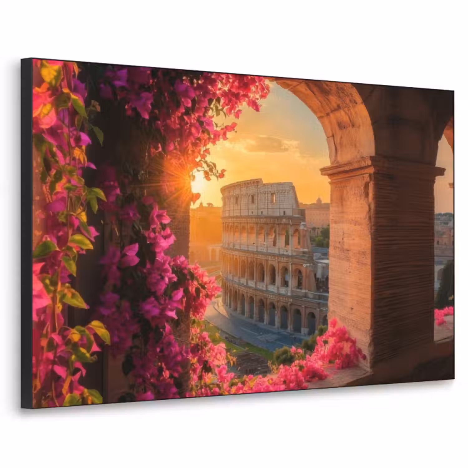 Art frame - Colosseum - Rome - Roze Bloemen