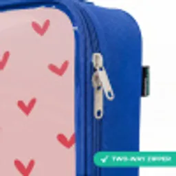 Hartjespatroon met roze kleuren Kinderkoffer - Blauw klein -rits_EN