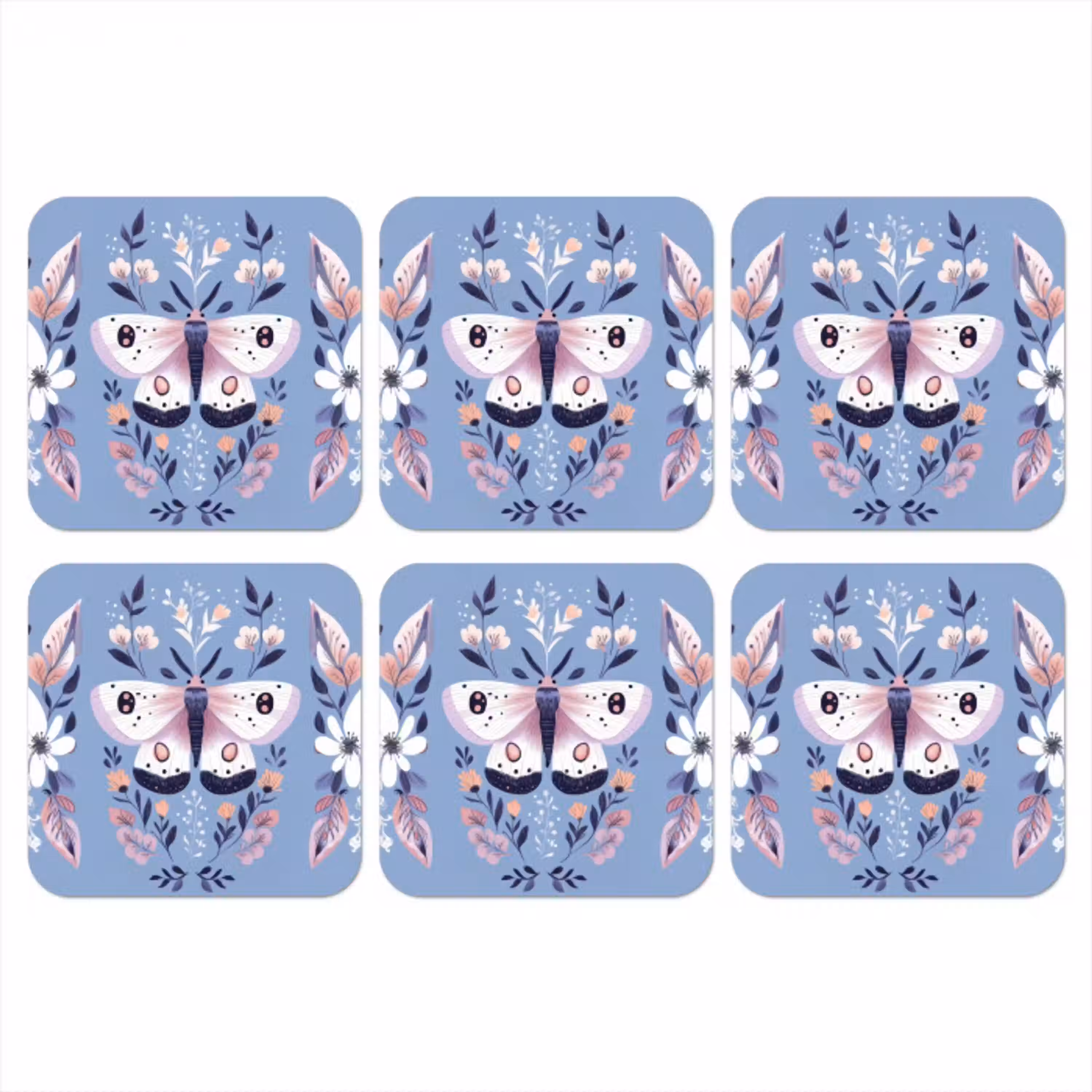 Vlinder - Vleugels - Stippen - Bloemen onderzetter kurk middel -3d