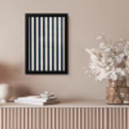 Verticale strepen - Blauw - Crème fotolijst zwart zonder passe partout klein 224 -sfeer5