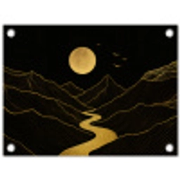 Rivier - Goud - Maan - Vogels tuinposter los doek klein -3d