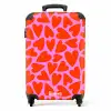 Dicht patroon van rode harten op roze achtergrond NBS - Handbagage koffer - Kinderen Unisex middel -productfoto_recht