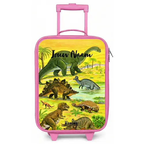 Dinosaurus in Dinosaurusland Kinderkoffer - Roze klein -zz3dotto