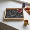 Terrazzo -  Patroon - Zwart - Wit Dienblad Rechthoek middel 911 -sfeer2