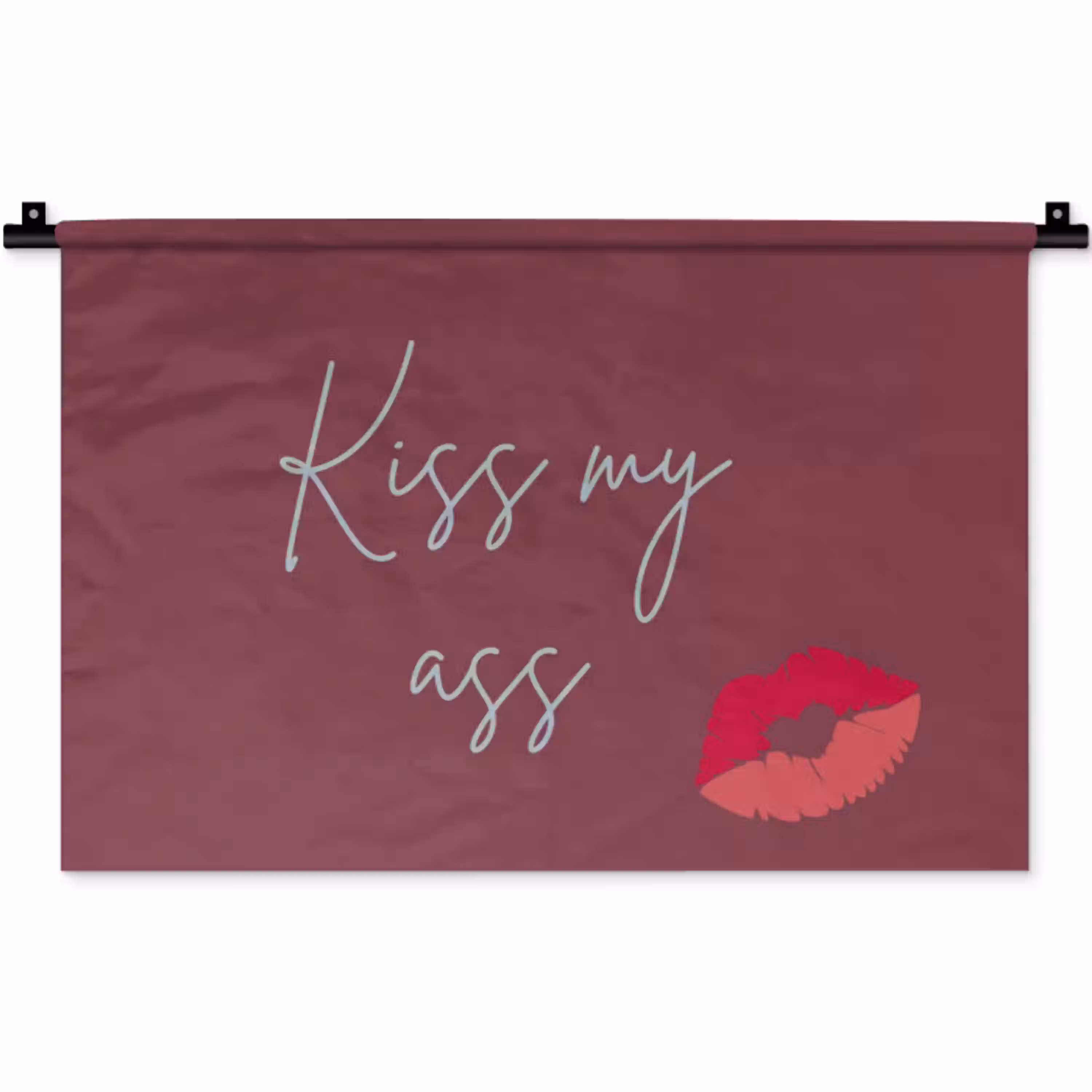Kiss my ass - Lip - Bordeaux Wandkleed katoen klein -zz3d