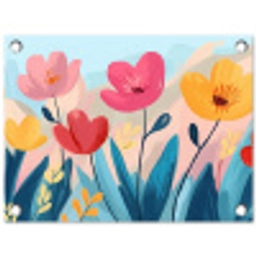Illustratie - Bloemen - Kleurrijk tuinposter los doek klein -3d