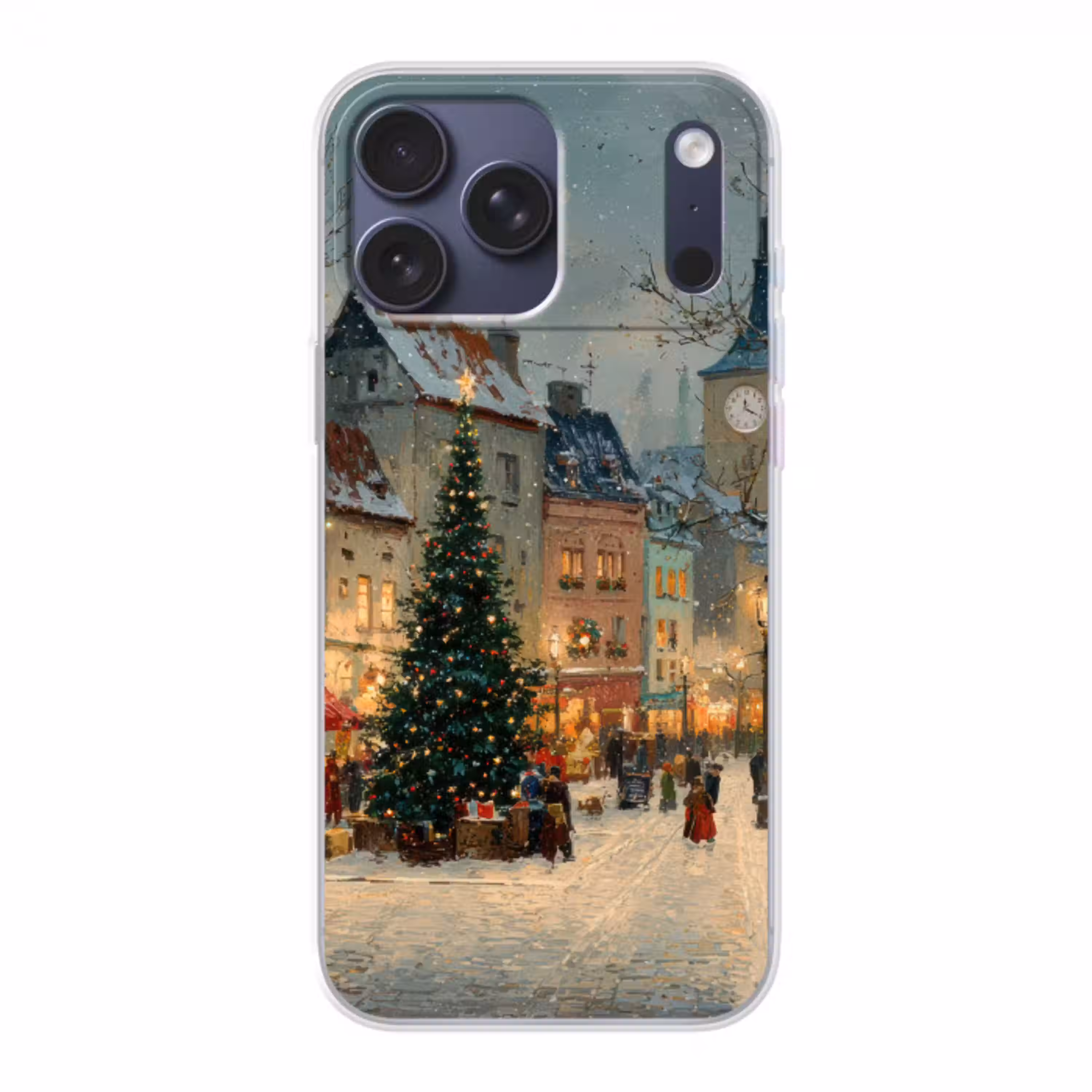 Kerstsfeer - Stadsplein - Kleurrijk Telefoonhoesje iPhone 17 Pro Max klein -3d