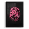 Leeuw - Zwart - Roze - Neon fotolijst zwart zonder passe partout klein -3d