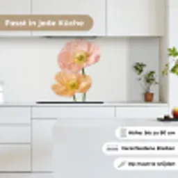 Papavers - Botanisch - Roze keuken achterwand 2 middel -sfeer4_DE