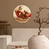 Kerst - Slee - Kerstman Wandcirkel kunststof plaat 5mm dik klein -sfeer1