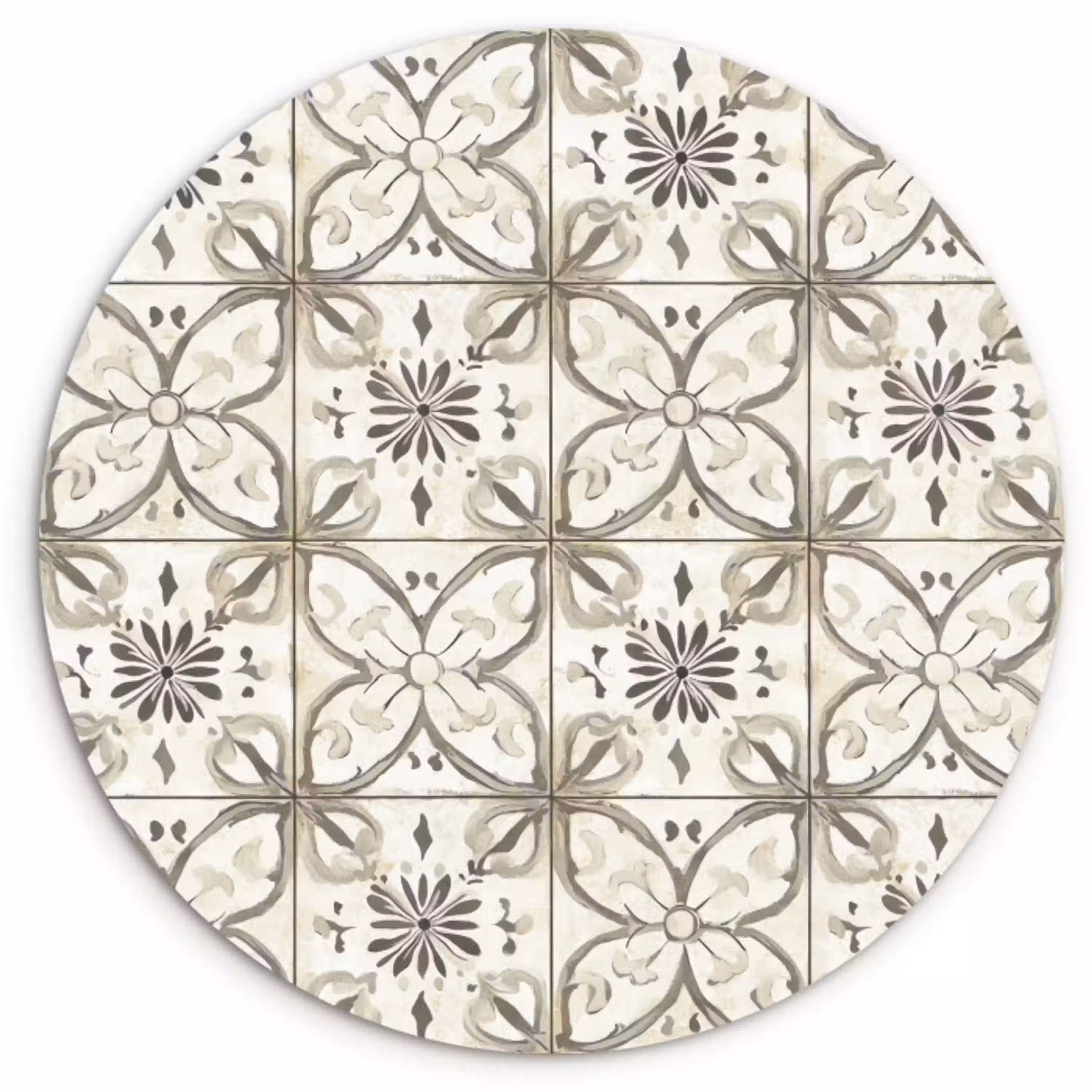 Antiek - Tegel - Beige Wandcirkel kunststof plaat 5mm dik klein 188 -3d