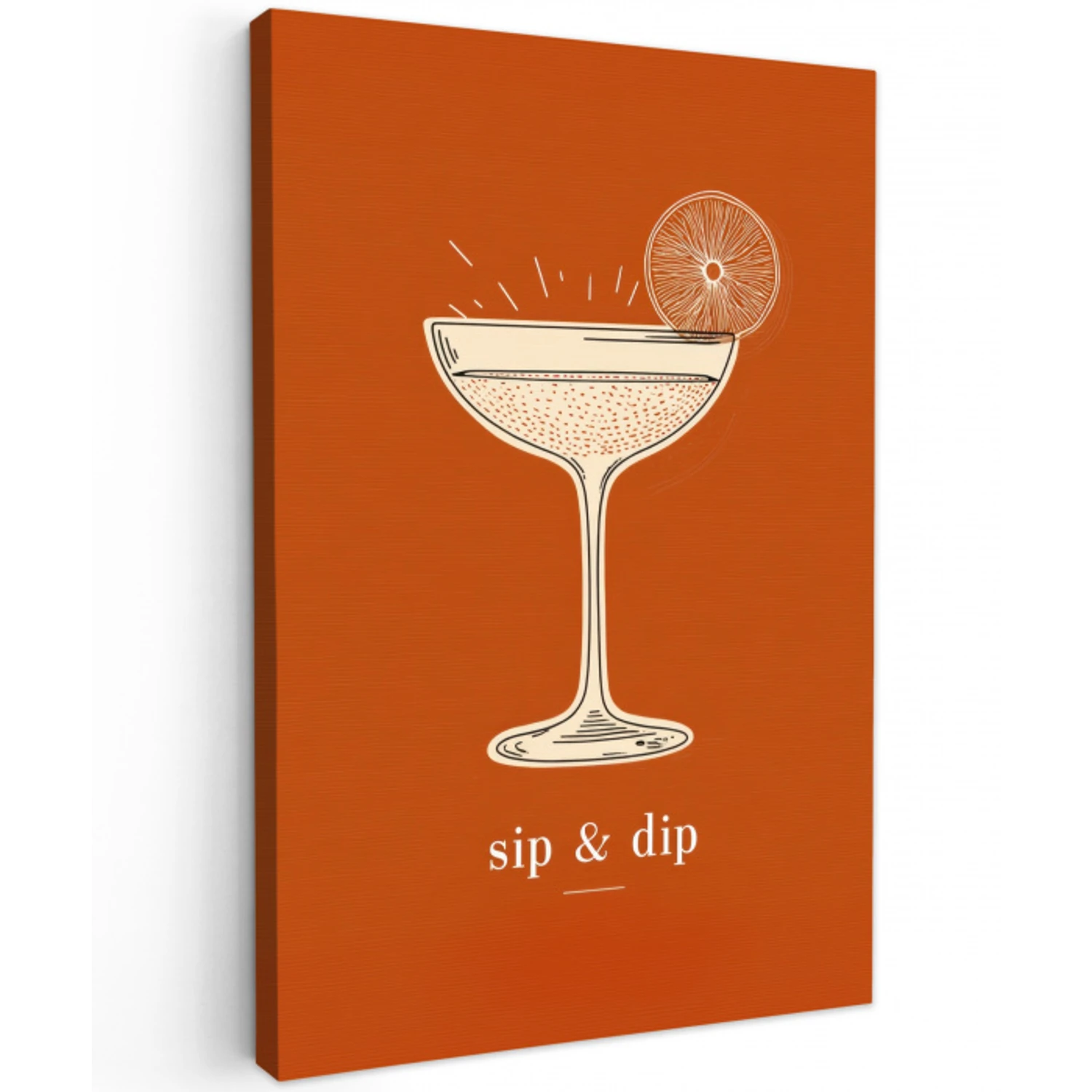 Cocktail - Oranje - Zomer - Quote Tuinposter op houten frame 2 cm dik klein -3d