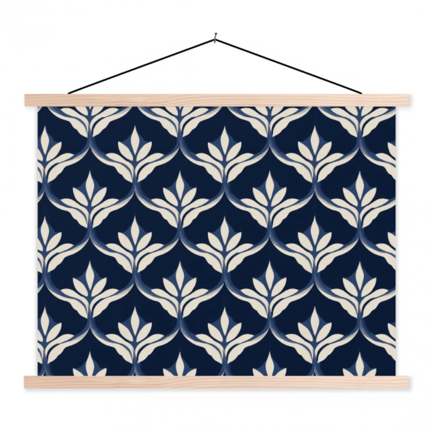 Modern - Ontwerp - Blauw textielposter latten blank klein 122 -3d