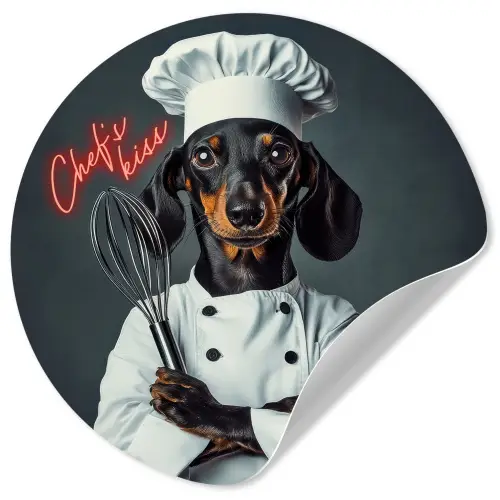 Quote - Neon - Hond - Kokskleding Wandcirkel behangsticker klein -3d