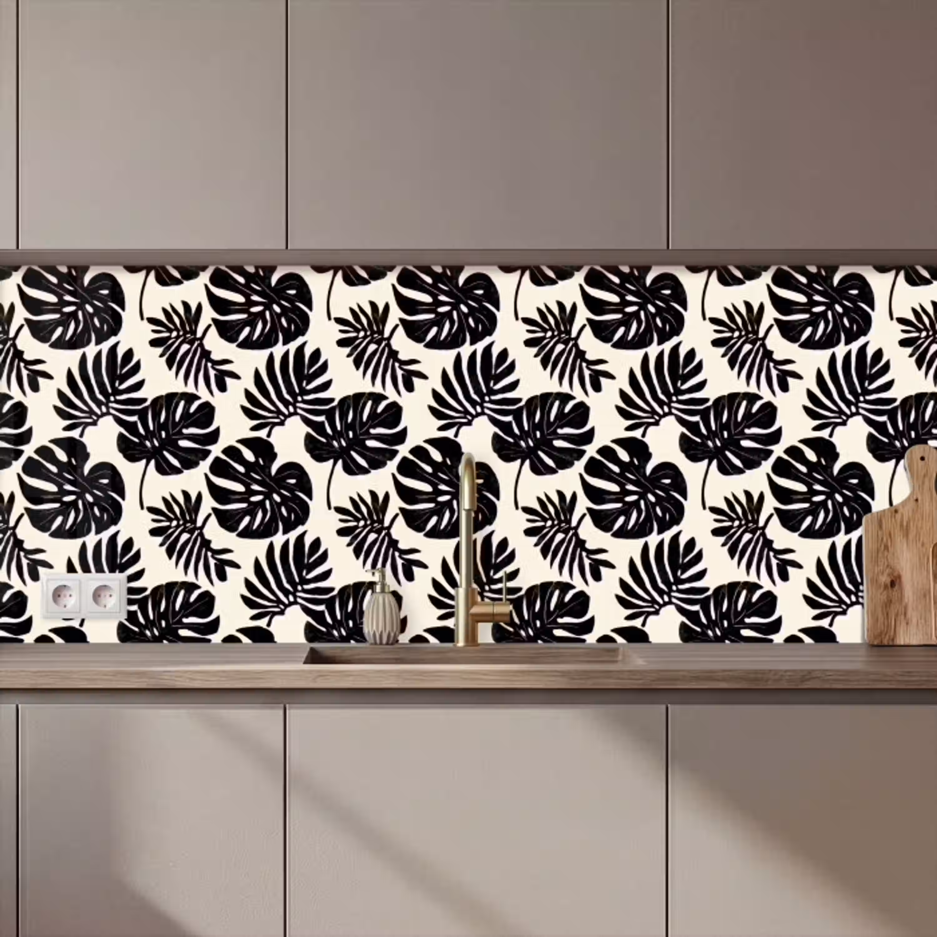 Modern - Monstera - Zwart keuken achterwand 2 middel 871 zz_3dshopping