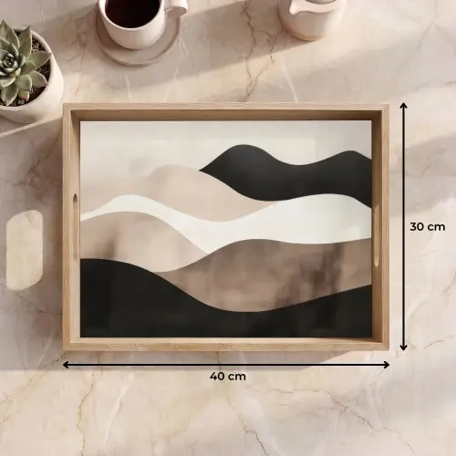 Abstract - Landschap - Golven - Crèmekleur Dienblad Rechthoek middel -USP_Formaat