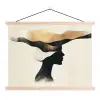Vrouw - Golven - Zwart textielposter latten blank klein -3d