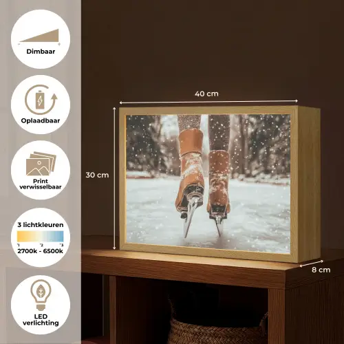 Schaatsen - IJs - Winter - Sneeuw Light Box met batterij (Wandlamp) middel -USP_websiteoverzichtNL