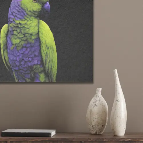 Papegaai - Veren - Opvallend - Groen PET vilt klein -sfeer6_closeup