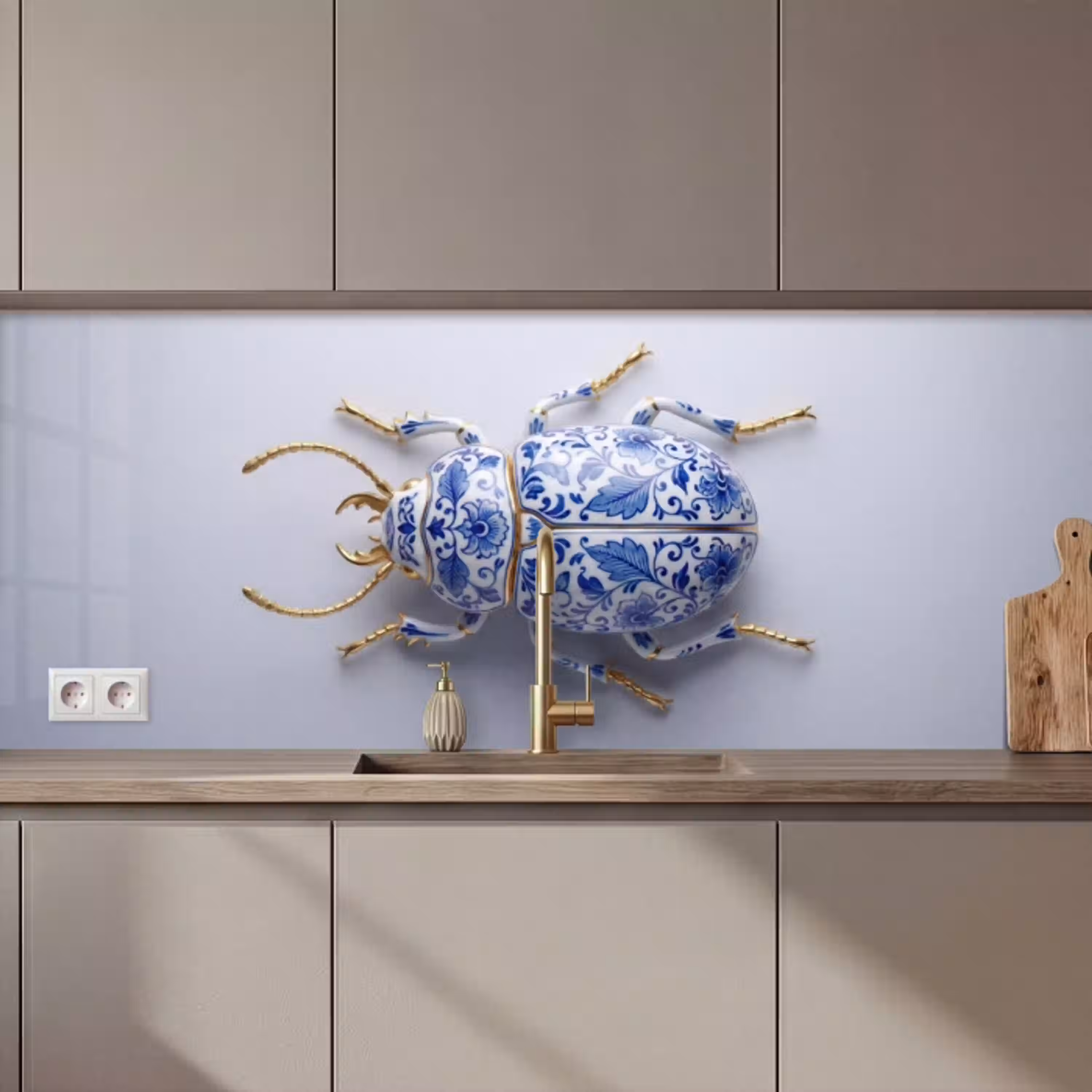 Kever - Delfts  - Blauw - Goud keuken achterwand 2 middel zz_3dshopping