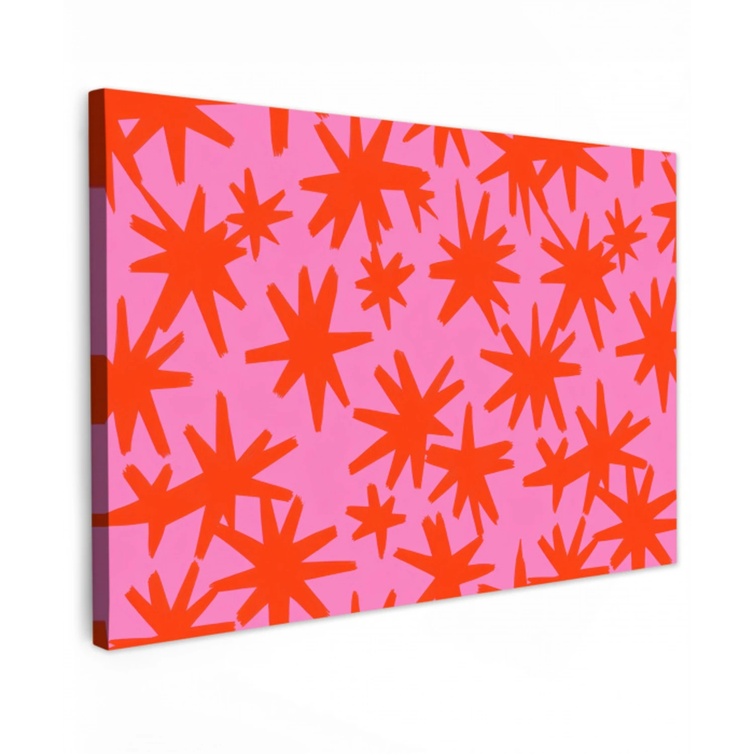 Modern - Sterren - Roze Tuinposter op houten frame 2 cm dik klein 845 -3d