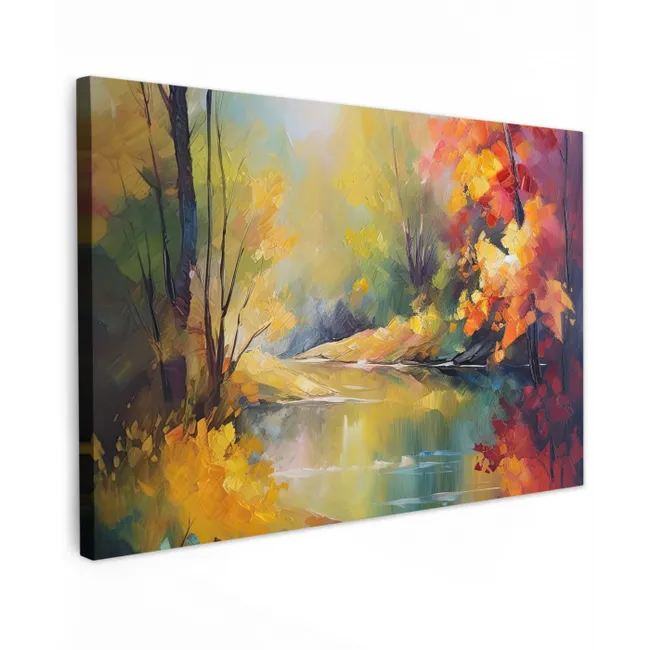 Landschap - Olieverf - Rivier - Kleurrijk canvas 2cm klein -z3d