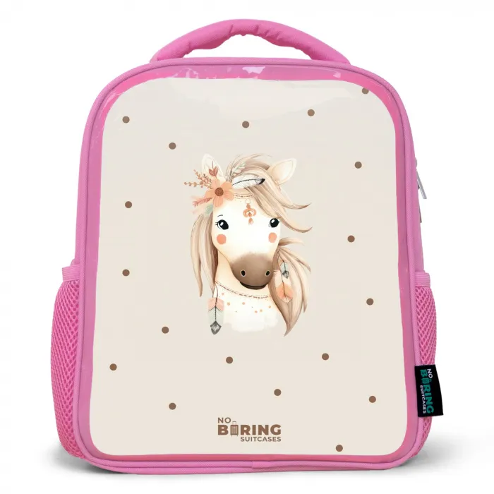 Bohemian paard in pastel kleuren Kinderrugzak - Roze middel -3d