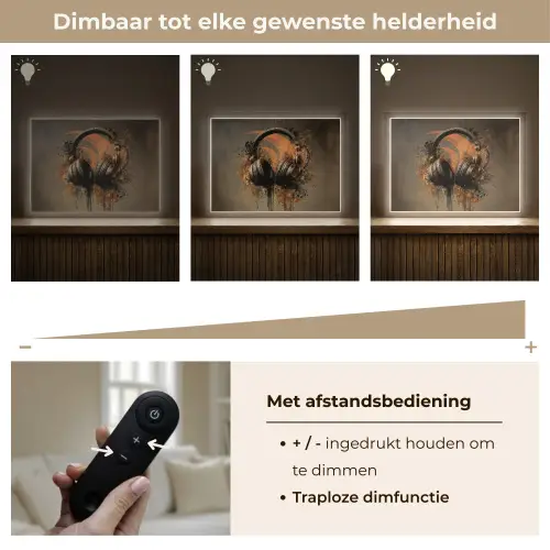 Koptelefoon - Bruin - Verf - Vintage Light Box met batterij (Wandlamp) middel -USP_dimbaarNL