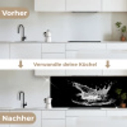 Water - Splash - Water - Zwart keuken achterwand 2 middel -voor-na_DE