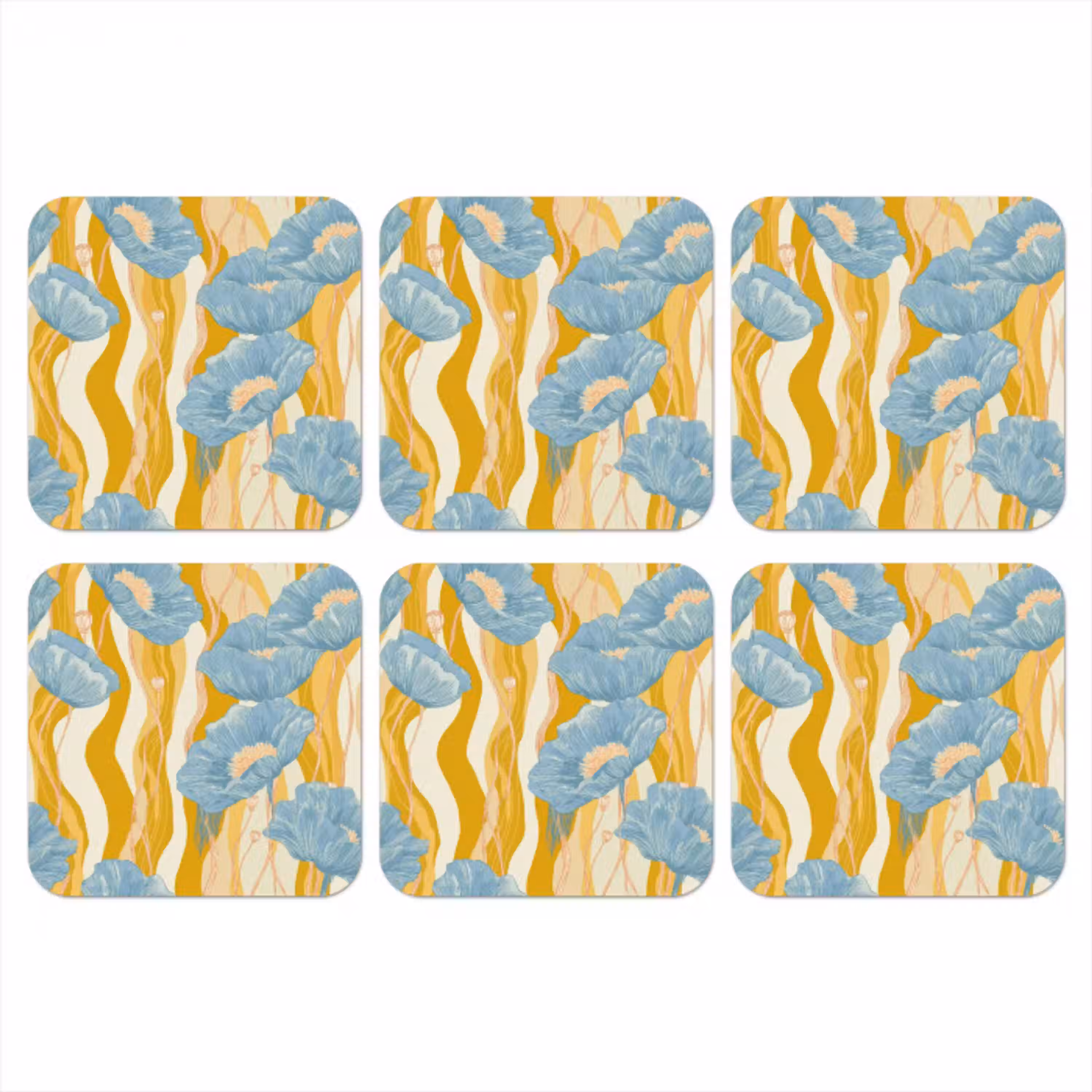 Papavers - Botanisch - Blauw onderzetter kurk middel 366 -3d