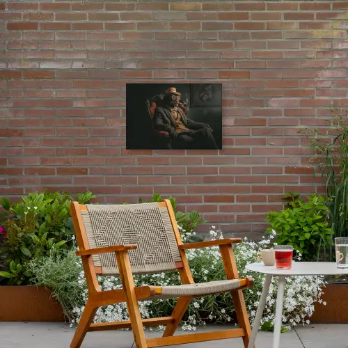 Kat - Pak - Oranje - Sigaar Tuinposter op houten frame 2 cm dik klein -sfeer3