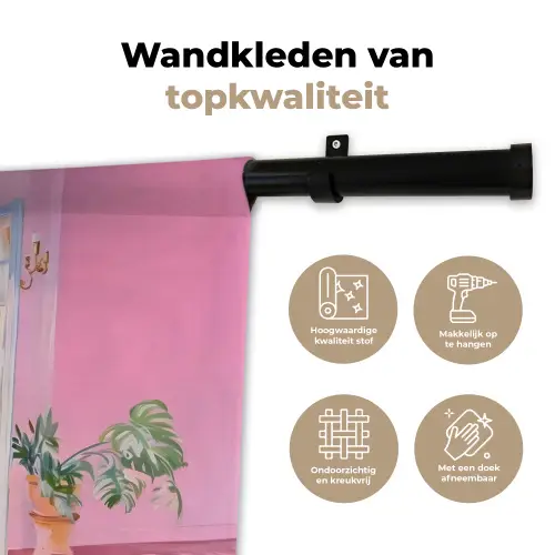 Roze - Buiten - Verf Wandkleed katoen klein -sfeer2