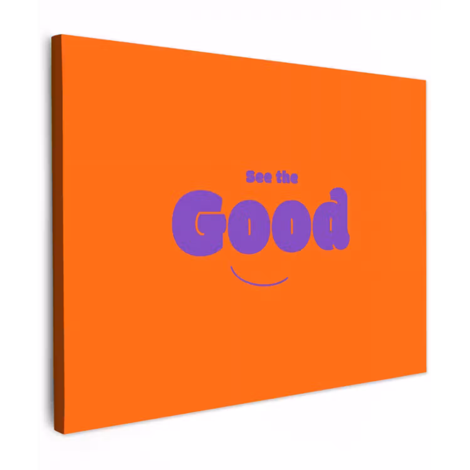 Canvas schilderij - See the good - Paars - Oranje - Smiley