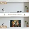 Uil - Vogel - Bloemen - Planten - Botanisch keuken achterwand spatscherm klein -voor_na_FR