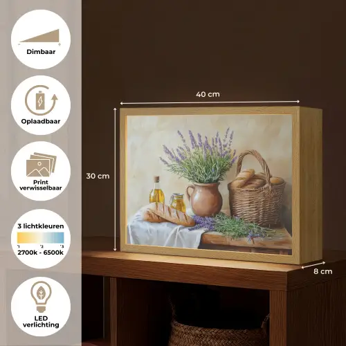 Lavendel - Brood - Stilleven Light Box met batterij (Wandlamp) middel -USP_websiteoverzichtNL