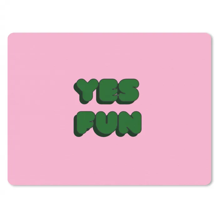 Yes fun - Groen - Roze muismat rubber klein -3d