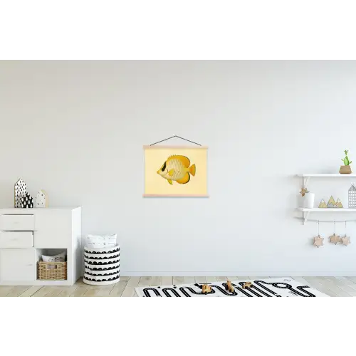 Ovaal - Vis - Geel - Schubben textielposter latten blank klein -kinderkamer