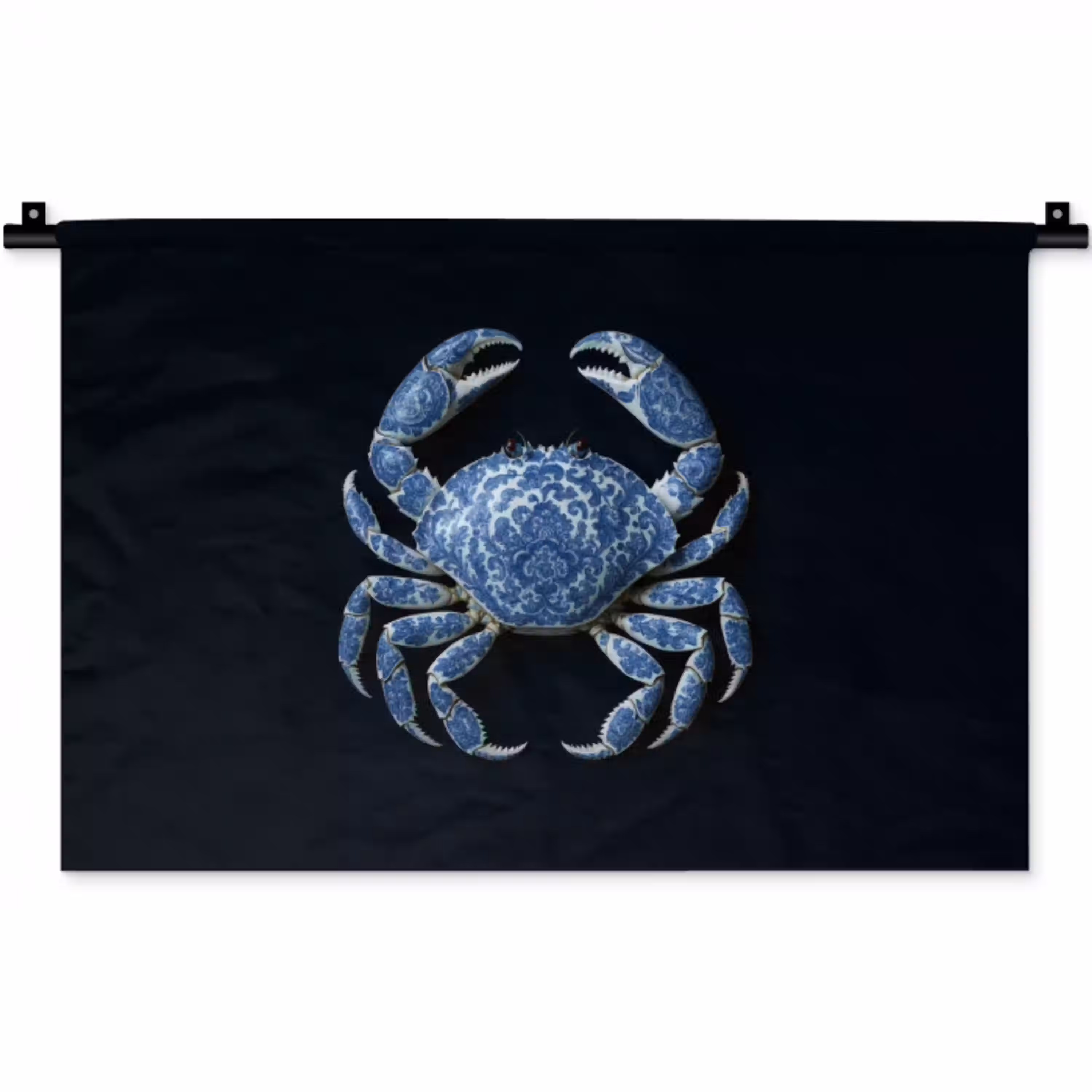 Krab - Delfts blauw - Dieren Wandkleed katoen klein -zz3d