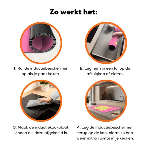 Bonjour - Roze - Fel groen Inductie beschermer vinyl 3mm klein -zzzzzzz-td-werking