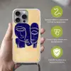 Okergeel - Blauw - Eenvoudige lijnen Hoesje iPhone 16 Pro Max met koord klein -sfeer2_NL