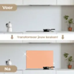 Abrikoos - Roze - Pastel - Effen - Kleur keuken achterwand spatscherm klein 900 -voor_na_NL