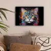 Kat - Graffiti - Dieren - Kleuren - Grijs canvas 2cm klein -sfeer1